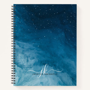 Cuaderno Portátil personalizado Blue Night Sky con estrella