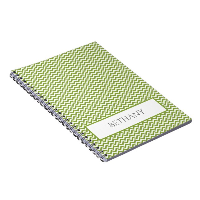 Cuaderno Portátil personalizado Chevron simple verde (Lado Derecho)