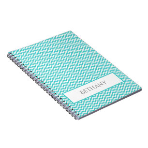 Cuaderno Portátil personalizado Chevron simple verde azulad