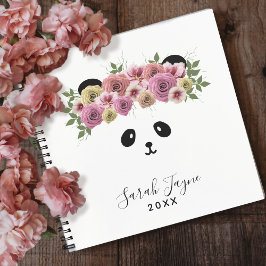 Cuaderno Portátil personalizado Chica de oso panda floral