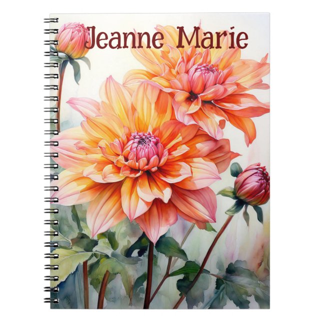 Cuaderno Portátil personalizado con diseño de flores (Frente)