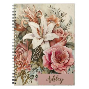 Cuaderno Portátil personalizado con floral de bonito