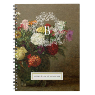Cuaderno Portátil personalizado con monograma floral vintag