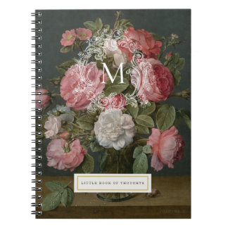 Cuaderno Portátil personalizado con monograma floral vintag