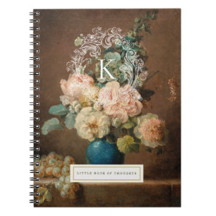 Cuaderno Portátil personalizado con monograma floral vintag