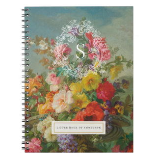 Cuaderno Portátil personalizado con monograma floral vintag