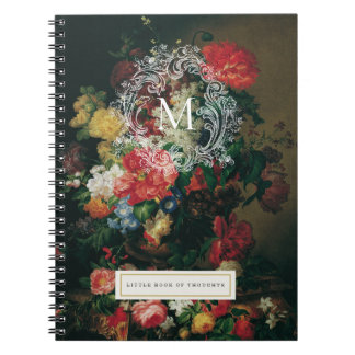 Cuaderno Portátil personalizado con monograma floral vintag