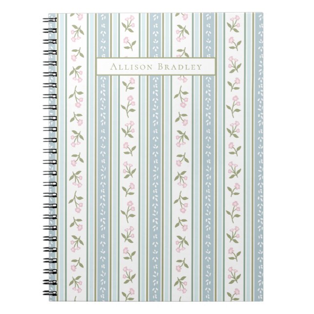 Cuaderno Portátil personalizado de banda floral preppy (Frente)
