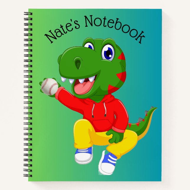 Cuaderno Portátil Personalizado de béisbol Dino (Anverso)