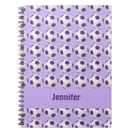 Cuaderno Portátil personalizado de bolas de fútbol morado y