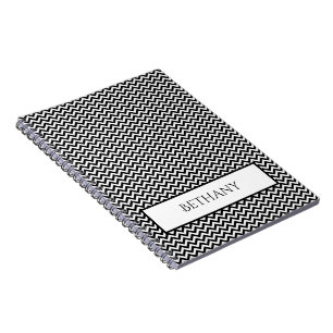 Cuaderno Portátil personalizado de cheurón simple negro