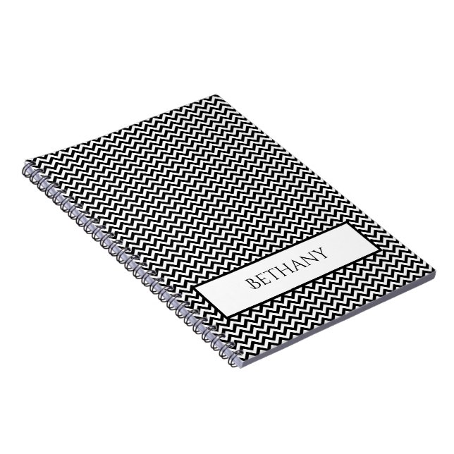 Cuaderno Portátil personalizado de cheurón simple negro (Lado Derecho)