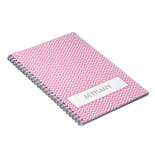 Cuaderno Portátil personalizado de Chevron simple rosa