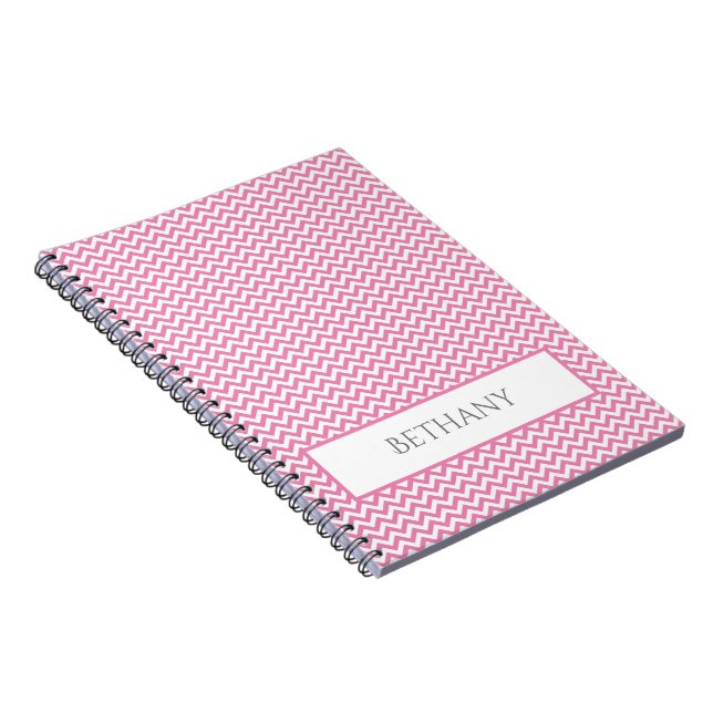 Cuaderno Portátil personalizado de Chevron simple rosa (Lado Derecho)