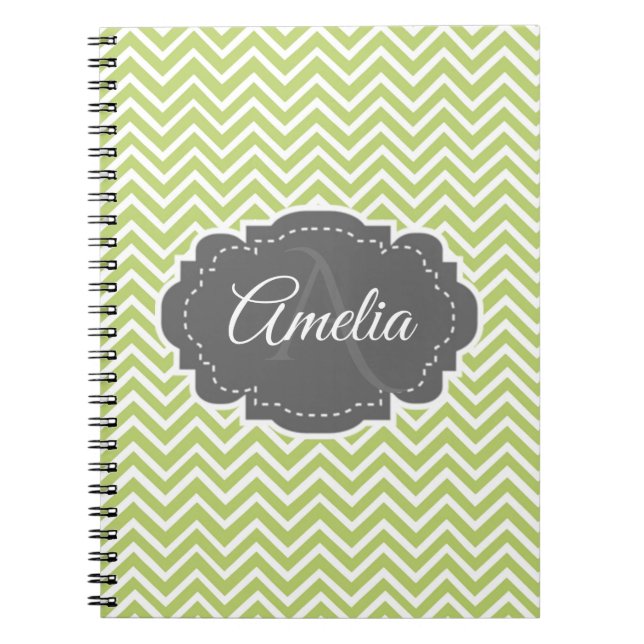 Cuaderno Portátil personalizado de Chevron verde (Frente)