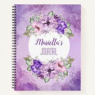 Cuaderno Portátil personalizado de color morado de las flo
