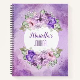 Cuaderno Portátil personalizado de color morado de las flor