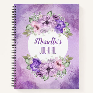 Cuaderno Portátil personalizado de color morado de las flor