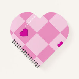 Cuaderno Portátil personalizado de corazón rosado