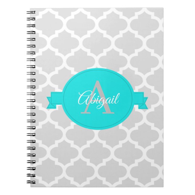 Cuaderno Portátil personalizado de cuatrefoil turquesa (Frente)