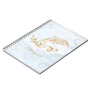 Cuaderno Portátil personalizado de delfín dorado