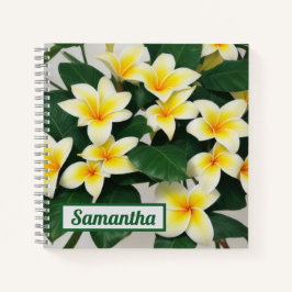 Cuaderno Portátil personalizado de flor frangipano blanca