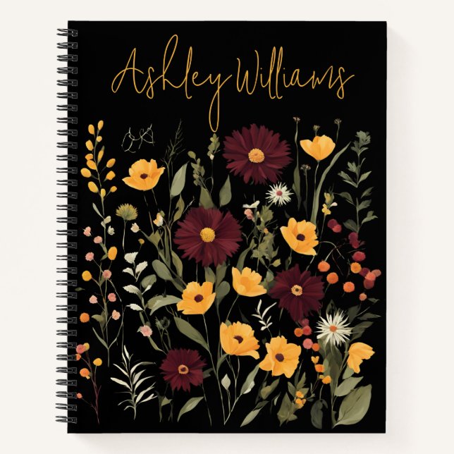 Cuaderno Portátil personalizado de flores silvestres - Cita (Anverso)