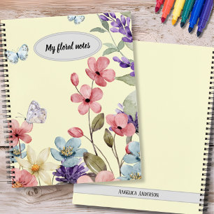 Cuaderno Portátil personalizado de flores silvestres y mari