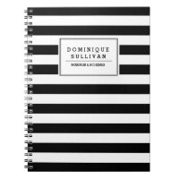 Portátil personalizado de franjas en blanco y negr