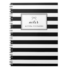 Cuaderno Portátil personalizado de franjas en blanco y negr