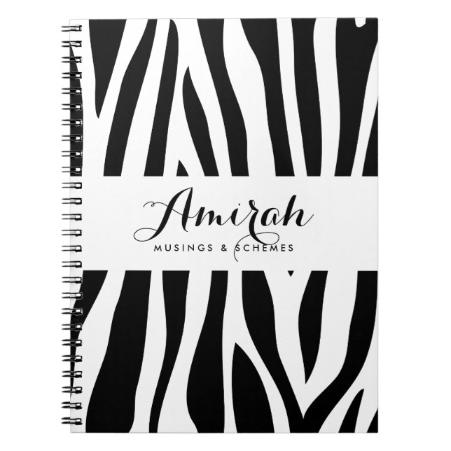 Cuaderno Portátil personalizado de impresión de cebra blanc (Frente)