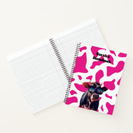 Cuaderno Portátil Personalizado de impresión de vaca rosa