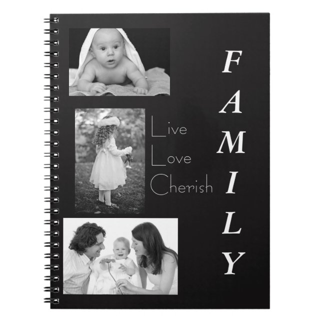 Cuaderno Portátil personalizado de la familia de fotos en b (Frente)