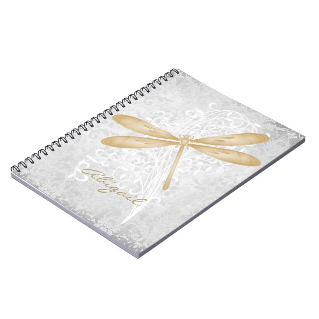 Cuaderno Portátil personalizado de la libélula de oro (Lado Izquierdo)