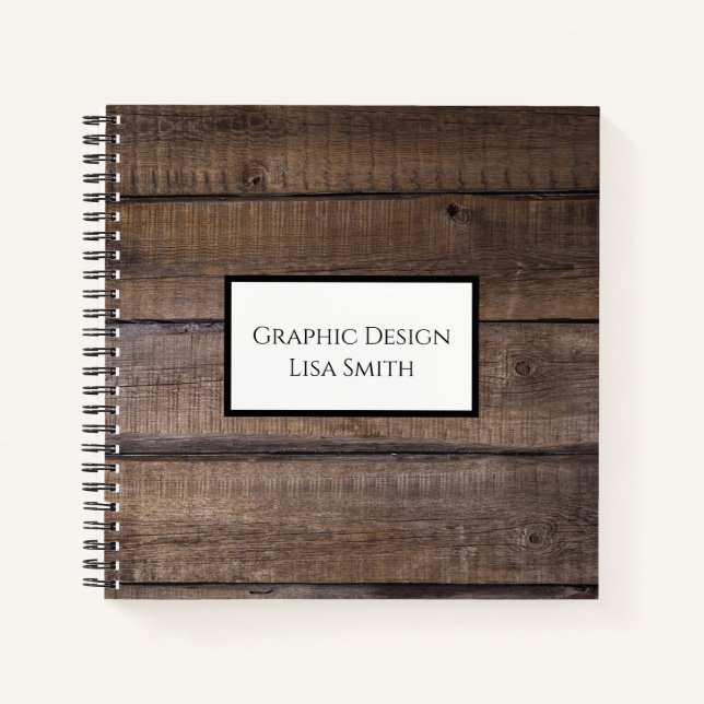 Cuaderno Portátil personalizado de madera rústica (Anverso)