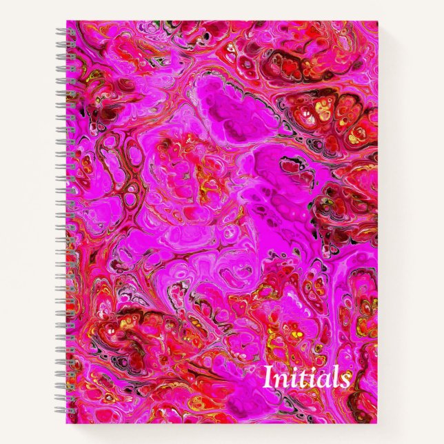 Cuaderno Portátil personalizado de Marble Magenta Swirl (Anverso)