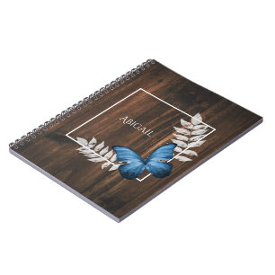Cuaderno Portátil personalizado de mariposa azul rústica
