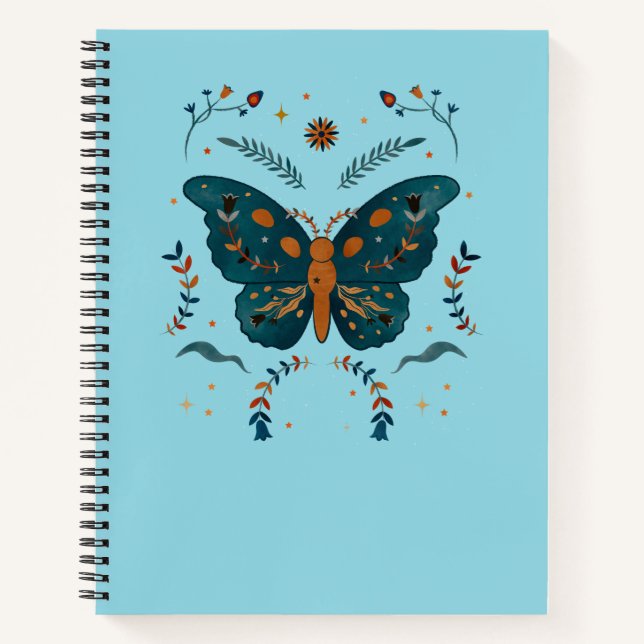 Cuaderno Portátil Personalizado de mariposa folclórica - Añ (Anverso)