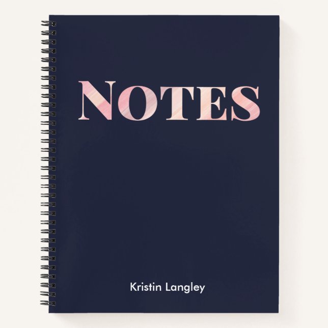 Cuaderno Portátil personalizado de Navy Blue y Rubor Notes (Anverso)