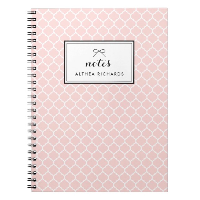 Cuaderno Portátil Personalizado de patrón de cuatrefoil ros (Frente)