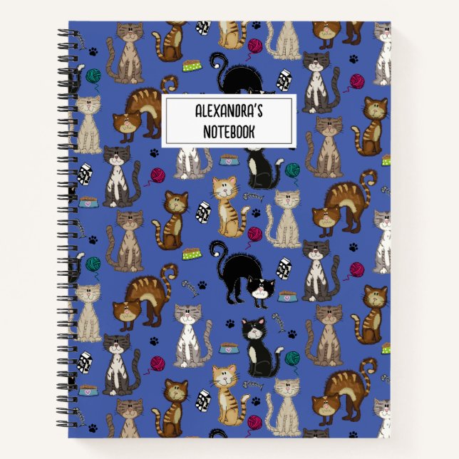 Cuaderno Portátil personalizado de patrón de gatos cúbicos (Anverso)