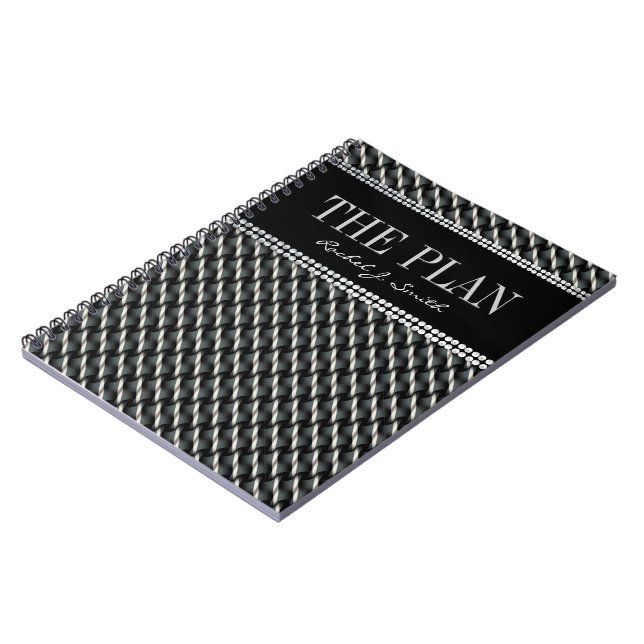 Cuaderno Portátil Personalizado de patrón textil oscuro de  (Lado Izquierdo)