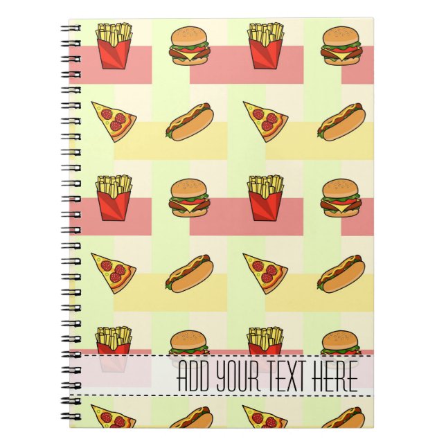 Cuaderno Portátil Personalizado de patrones de comida rápid (Frente)
