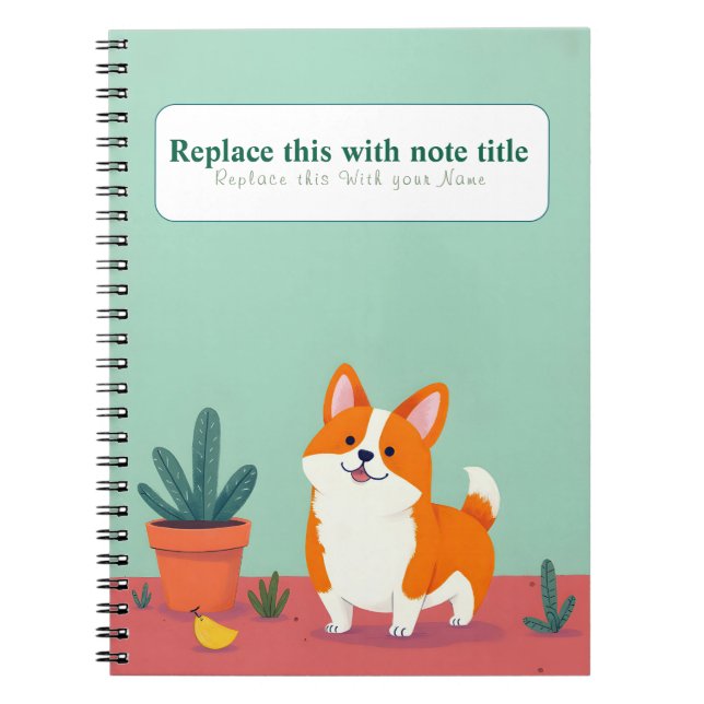 Cuaderno Portátil personalizado de perro kawaii (Frente)