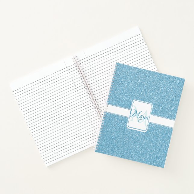 Cuaderno Portátil personalizado de Purpurina azul (Interior)