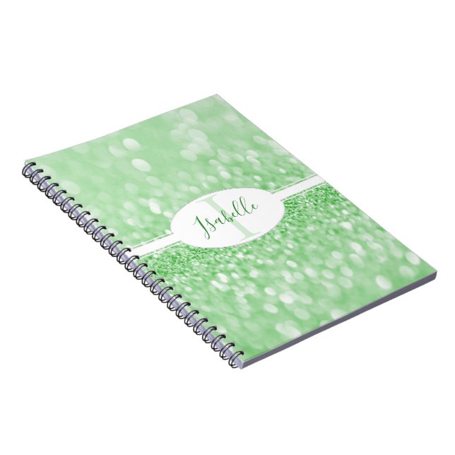 Cuaderno Portátil personalizado de Purpurina verde (Lado Derecho)