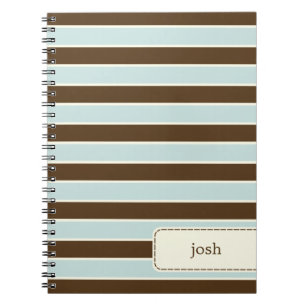 Cuaderno Portátil personalizado de rayas modernas - Marrón/