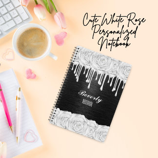 Cuaderno Portátil personalizado de rosa blanca