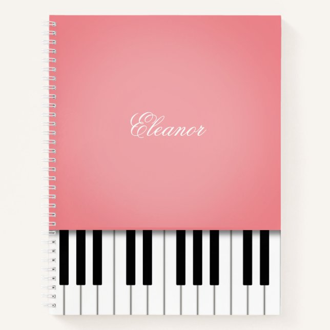 Cuaderno Portátil Personalizado de teclado de música de pia (Anverso)