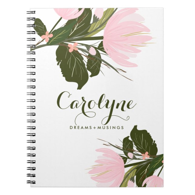 Cuaderno Portátil personalizado de tulipanes rosados de Rub (Frente)